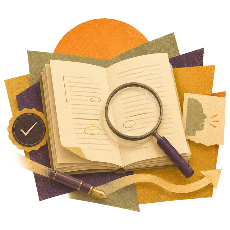 Illustration of hands and an open book