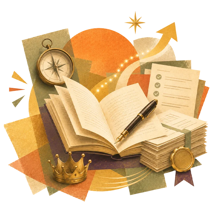 Illustration of hands and an open book