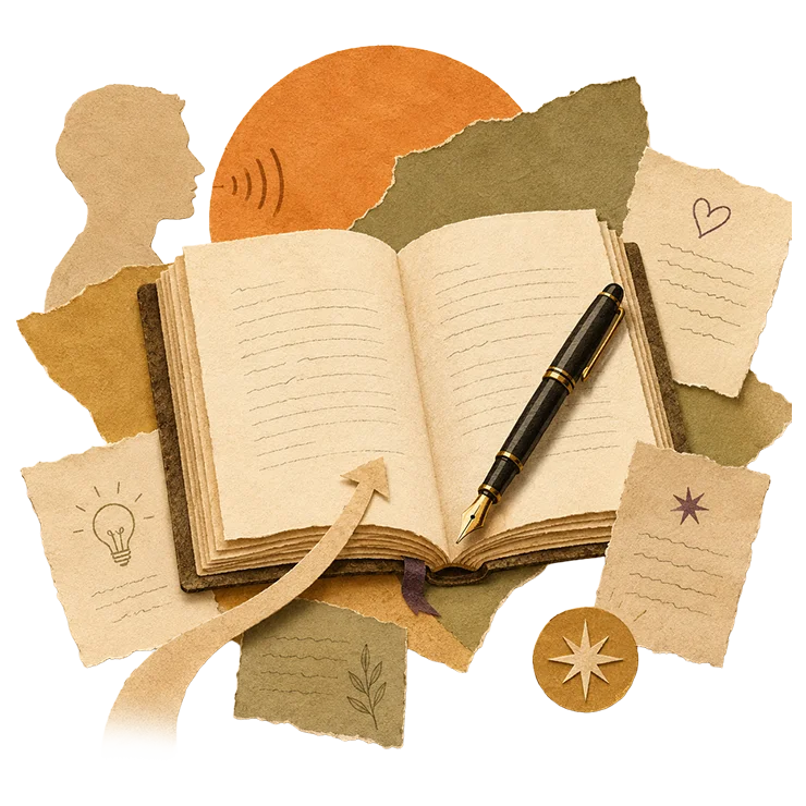 Illustration of hands and an open book